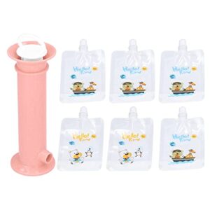 fruit puree filler, 7pcs set baby food pouch maker pure color pouches toddler fruit squeeze puree filler for kids (pink)