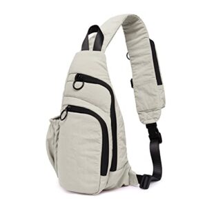 ododos crossbody sling bag with adjustable straps small backpack lightweight daypack for casual hiking outdoor travel, light grey