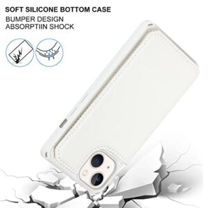 Cavor for iPhone 13 Wallet Case for Women Men,iPhone 13 Case with Card Holder,Phone Cases for iPhone 13 with Stand & Strap，Leather Credit Card Holders Shockproof Protective Cover-White