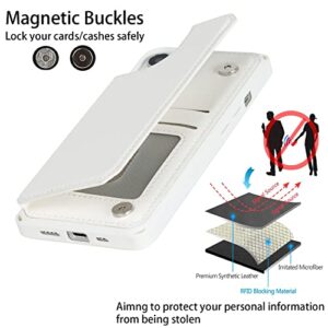 Cavor for iPhone 13 Wallet Case for Women Men,iPhone 13 Case with Card Holder,Phone Cases for iPhone 13 with Stand & Strap，Leather Credit Card Holders Shockproof Protective Cover-White