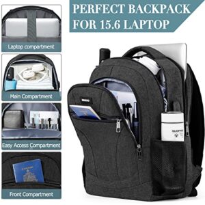 Backpack for Men, Backpacks for School Teen Boys Colleges Water Resistant Back Pack with USB Charging Port, Business Anti Theft Durable Computer Bag Gifts Fits 15.6 Inch Laptop, Black