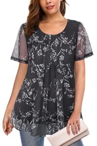 sese code ladies tops and blouses short sleeve tunic tops for women loose fit beach shirts dressy tops for women for evening party fashion tops black white floral l