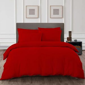 dee's collection 800 thread count king size duvet covers egyptian cotton blood red solid ultra soft and breathable 3 piece set quilt cover with zipper closure & four corner ties