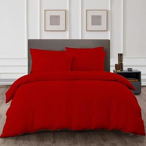 Dee's Collection 800 Thread Count King Size Duvet Covers Egyptian Cotton Blood Red Solid Ultra Soft and Breathable 3 Piece Set Quilt Cover with Zipper Closure & Four Corner Ties