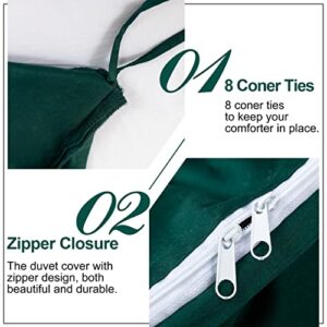 KAKABELL Duvet Cover Set 100% Egyptian Cotton Premium 3 Piece Bedding Set Portable Openings-Luxury Soft and Cozy All Season Comforter Cover,with 8 Corner Ties 90x106 Inches-(Dark Green, King)