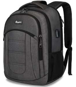 bageira travel backpack for men women, school backpack, anti theft back packs fit 15.6 inch laptop with usb charging port, business computer college school bookbag, work casual daypack, black