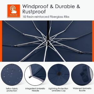 Bodyguard Inverted Umbrella Large Windproof Umbrellas for Rain Sun Travel Umbrella Compact with Reflective Stripe, Blue-46 IN