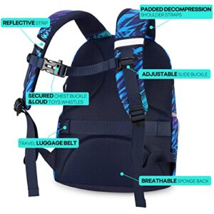 mibasies Kids Backpack for Girls and Boys, Elementary Student Bookbag Middle School Bags(Blue Print)