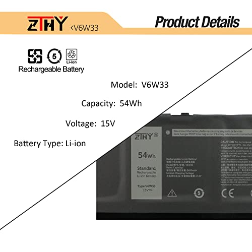 ZTHY 54Wh V6W33 Laptop Battery Replacement for Dell Inspiron 3510 3511 3515 5310 5410 5418 5510 5515 5518 5625 5630 5635 Latitude 3320 3330 3420 3520 Vostro 3515 3525 5620 5625 TN70C G91J0