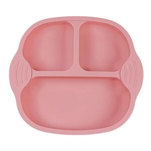 idvvssx silicone suction plate for toddler, baby plate with suction, kids silicone divided plate, adorable baby toddler plate with handles, pink