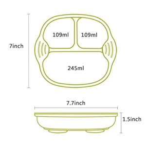 IDVVSSX Silicone Suction Plate for Toddler, Baby Plate with Suction, Kids Silicone Divided Plate, Adorable Baby Toddler Plate with Handles, Pink