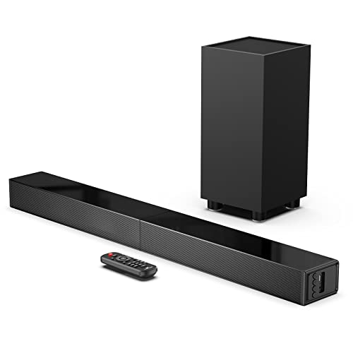 LARKSOUND 2.1 Sound Bar with Subwoofer, Soundbar for TV, Surround Sound System with Bluetooth/HDMI ARC/Optical/AUX/USB, 31 Inch