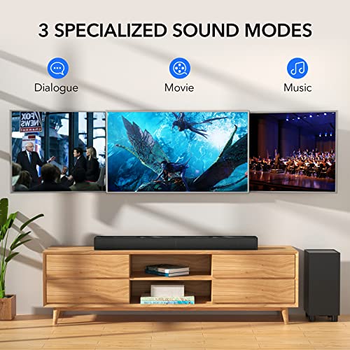 LARKSOUND 2.1 Sound Bar with Subwoofer, Soundbar for TV, Surround Sound System with Bluetooth/HDMI ARC/Optical/AUX/USB, 31 Inch