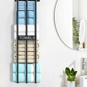 Towel Racks for Bathroom Wall Mounted, 3 Bar Towel Storage for Small Bathroom, 31.5in Bath Towel Holder for Rolled Towels, Metal Towel Organizer for Folded Large Towel Washcloths, Black