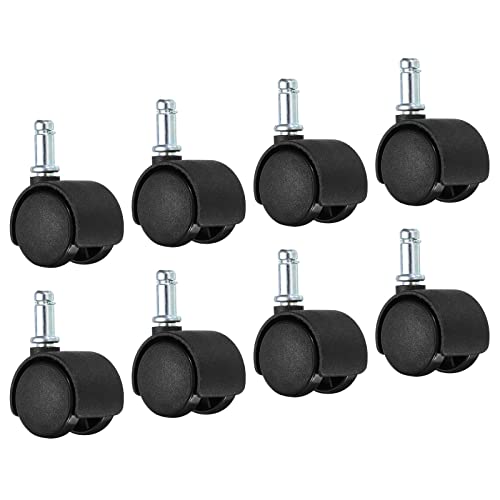 PATIKIL 1 Inch Swivel Casters, 8 Pack Nylon 360 Degree Universal Circlip Swivel Stem Wheels for Chair Furniture Replacement, Black