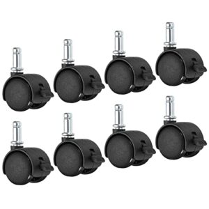 patikil 1 inch swivel casters, 8 pack nylon 360 degree universal circlip swivel stem wheels with brake for chair furniture replacement, black