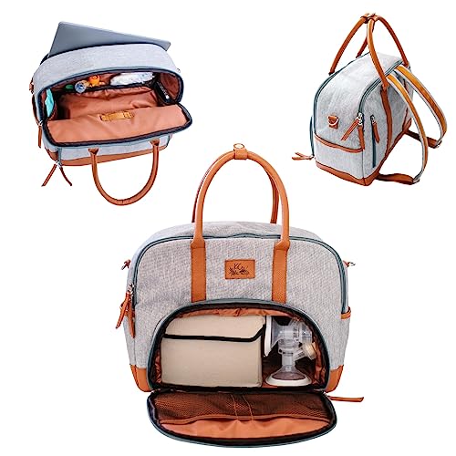 K2C3 Wearable Breast Pump Bag | Backpack with Laptop Compartment | Breast Pump Storage Bags | 16.9" x 13.77" x 5.11" Breast Pump Parts Bag | Leather & Polyester Baby Backpack Diaper Bag Tote