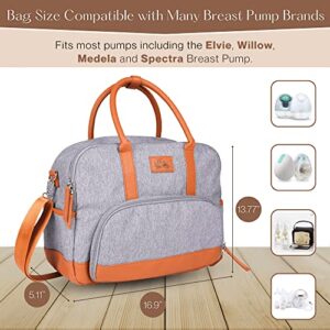 K2C3 Wearable Breast Pump Bag | Backpack with Laptop Compartment | Breast Pump Storage Bags | 16.9" x 13.77" x 5.11" Breast Pump Parts Bag | Leather & Polyester Baby Backpack Diaper Bag Tote