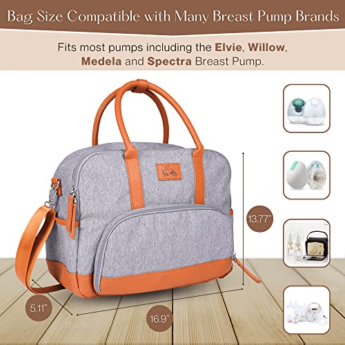 K2C3 Wearable Breast Pump Bag | Backpack with Laptop Compartment | Breast Pump Storage Bags | 16.9" x 13.77" x 5.11" Breast Pump Parts Bag | Leather & Polyester Baby Backpack Diaper Bag Tote