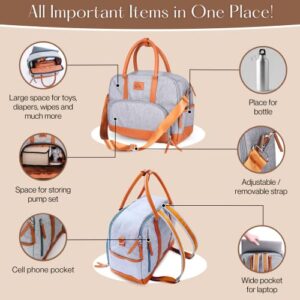 K2C3 Wearable Breast Pump Bag | Backpack with Laptop Compartment | Breast Pump Storage Bags | 16.9" x 13.77" x 5.11" Breast Pump Parts Bag | Leather & Polyester Baby Backpack Diaper Bag Tote