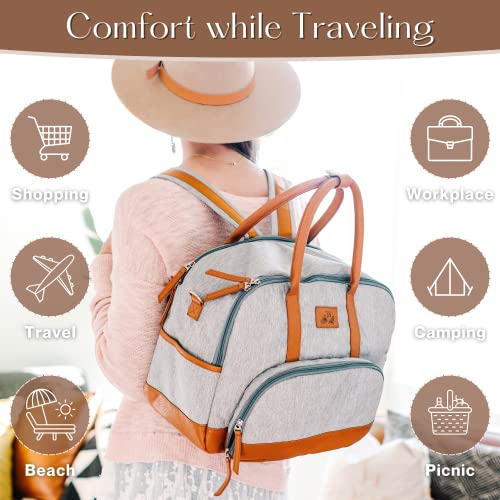 K2C3 Wearable Breast Pump Bag | Backpack with Laptop Compartment | Breast Pump Storage Bags | 16.9" x 13.77" x 5.11" Breast Pump Parts Bag | Leather & Polyester Baby Backpack Diaper Bag Tote