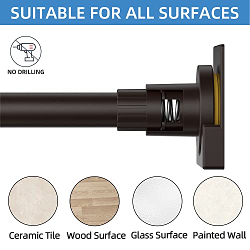 Matte Bronze Shower Curtain Rod,1 Inch Diameter Stainless Steel Adjustable Spring Tension Rods 32 to 80",With Holders,Anti-Slip,No Drilling