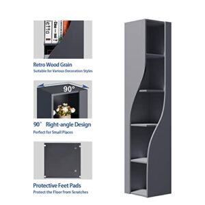 5-Tier Corner Bookcase Bookshelf Open Bookcase and Bookshelf Freestanding Display Storage Shelves Tall Bookcase for Bedroom, Living Room and Office, Dark Gray Multiple Use Option, Modern Design