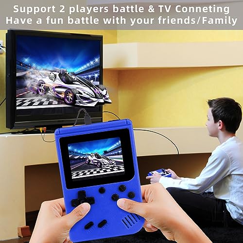 Xunsan Retro Handheld Game Console, 3 inch LCD Screen Portable Video Game Console with 500 Classic Games, Support TV Connection & 2 Players Battle, Gift for Kids Adults (Blue)