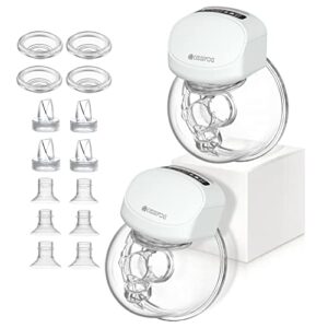 wearable breast pump hands free electric portable breast pump with 3 modes & 9 levels, longer battery life, super quiet painless wireless breastpump breastfeeding essentials, 17/19/21/24mm flange