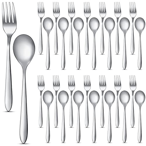 100 Pcs Toddler Utensils Stainless Steel Toddler Silverware, Include 50 Toddler Forks and 50 Spoons, Self Feeding Children's Safe Flatware Kids Baby Metal Cutlery Set for Lunch, Party, Picnic