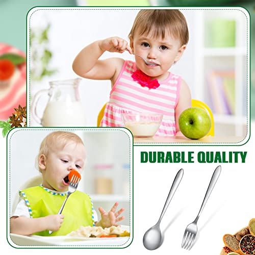 100 Pcs Toddler Utensils Stainless Steel Toddler Silverware, Include 50 Toddler Forks and 50 Spoons, Self Feeding Children's Safe Flatware Kids Baby Metal Cutlery Set for Lunch, Party, Picnic