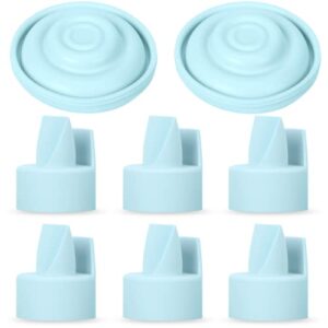 [8-count] papablic duckbill valves and silicone membrane compatible with spectra s1, s2 and 9 plus breastpumps, not original spectra pump parts, bpa/dehp free, blue