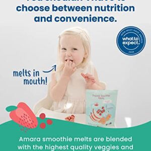Amara Smoothie Melts - Mixed Red Berries - Baby Snacks Made With Fruits and Vegetables - Healthy Toddler Snacks For Your Kids Lunch Box - Organic Plant Based Yogurt Melts - 6 Resealable Bags
