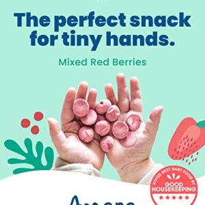 Amara Smoothie Melts - Mixed Red Berries - Baby Snacks Made With Fruits and Vegetables - Healthy Toddler Snacks For Your Kids Lunch Box - Organic Plant Based Yogurt Melts - 6 Resealable Bags