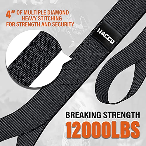 Haccoplanet 8PK Soft Loop Motorcycle Tie-Down Straps, 1.6 x 17inch 10000LB Break Strength, Heavy Duty Tie Down Loops for Securing ATV, UTV, Dirt Bike, Lawn & Garden Equipment (Black)