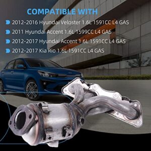 Aumzong 674-891 Front Manifold Catalytic Converter Compatible with 2011-2017 Hyundai Accent Veloster Kia Rio 1.6L