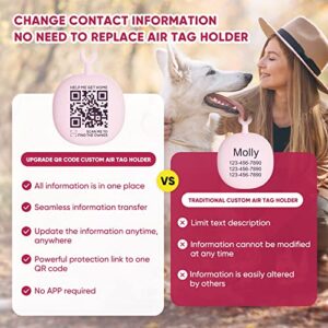 THELUCKYTAG Upgraded QR Code Air Tag Holder - Compatible with Apple Airtag,Dog Cat Collar Pet Loop Holder for AirTags - Silicone, Ultra Light Slide & Clip On Case Cover for Air Tag