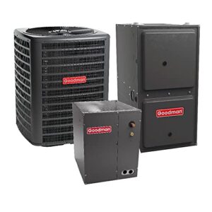 goodman 4 ton 14.5 seer2 single stage split system heat pump gszh504810 and 120,000 btu 96% afue variable-speed gas furnace gcvc961205dn downflow system with capt4961d4