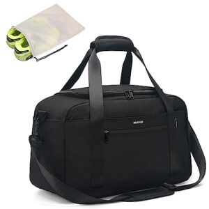ecohub small gym bag travel duffle bag with wet pocket & shoes bag waterproof personal item bag weekender bag for men and women overnight shoulder bag with laptop compartment (black)