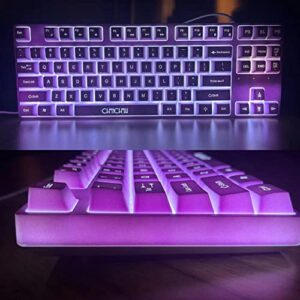 Gaming Keyboard and Mouse Purple Keyboard with White Backlit,CHONCNHOW 87keys LED Keyboard and Mic 3600DPI Wired 19-Keys No Conflict for Windows/Mac/Games（PurpleI，lluminated Key）