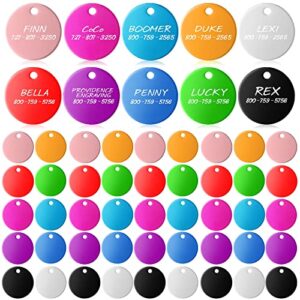 100 pcs blank dog pet tags 25 mm for engraving aluminum round discs smooth metal tag colorful double stamping tag pendants with hole for diy craft pet tag charm supplies