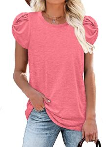 womens tops summer clothes 2023 dressy casual shirts for women twist tunics tees to wear with leggings pink medium