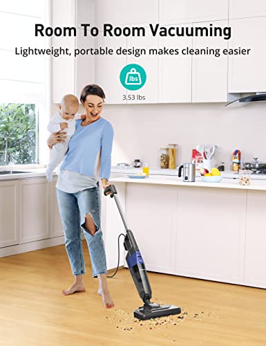 Aspiron Stick Vacuum Cleaner, Small Vacuum Cleaner with 20kPa Powerful Suction & 0.88QT Dust Cup and 32ft Power Cord, 5-in-1 Handheld Lightweight Bagless Vacuum Cleaner Carpet and Floor for Pet