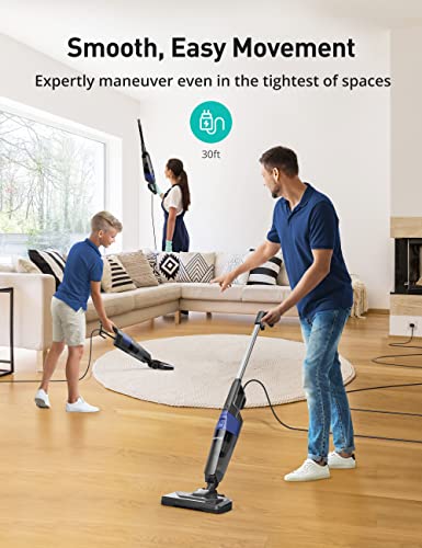 Aspiron Stick Vacuum Cleaner, Small Vacuum Cleaner with 20kPa Powerful Suction & 0.88QT Dust Cup and 32ft Power Cord, 5-in-1 Handheld Lightweight Bagless Vacuum Cleaner Carpet and Floor for Pet