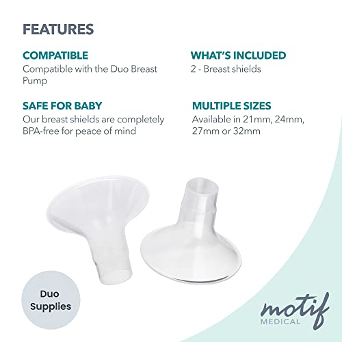 Motif Medical, Duo Breast Shields Flanges, Replacement Parts for Duo Breast Pump - 19mm