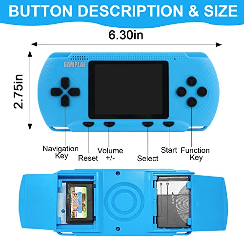 Handheld Game Console for Kids, Video Games Retro Hand Held Games Electronic Gaming Player 3.0'' Screen Built-in 258 Classic Games TV Output Rechargeable Arcade Games-Blue