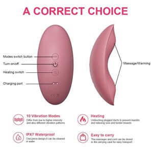 HAYAEN Heating Lactation Mssager Vibrating Breast Massager 2 in1, 3 Adjustable Heating + 10 Vibration for Clogged Ducts,Breastfeeding Massager to Improve Milk Flow and Congestion (Pink)