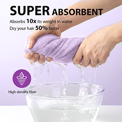 YFONG Larger Microfiber Hair Towel Wrap for Women, Rapid Drying Towels for Hair with Button, Super Absorbent Hair Turbans for Wet Hair Long Thick Curly Hair, Soft Hair Drying Towel Wrap