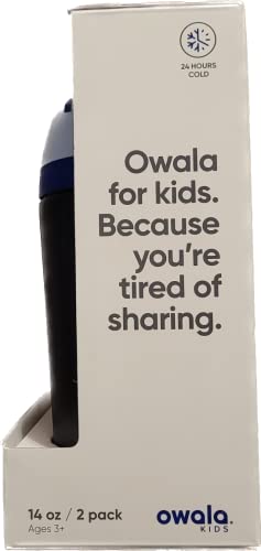 Owala Kids (Pink/Pink and Teal/Yellow) 14 Oz. Water Bottle Carry Loop With Integrated Lock Hygienic Flip Straw Colored Straw Leak Proof Insulated Stainless Steel Perfect Size For Small Hands