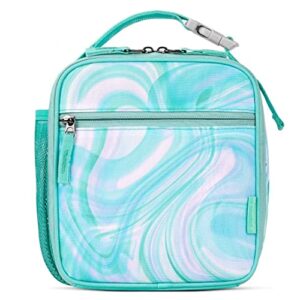 choco mocha girls lunch box for school, green marble lunch bag for kids
